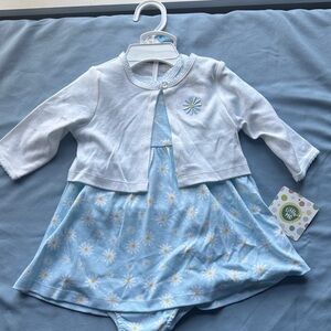 Little Me Baby Dress in Light Blue with White Trim